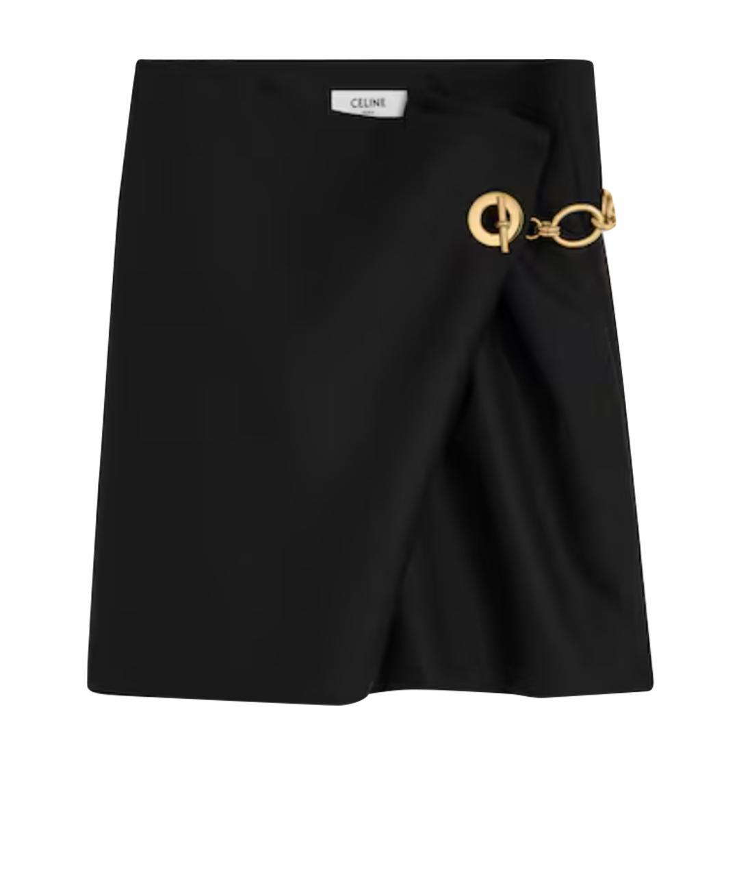 CELINE Черная шерстяная юбка мини, фото 1