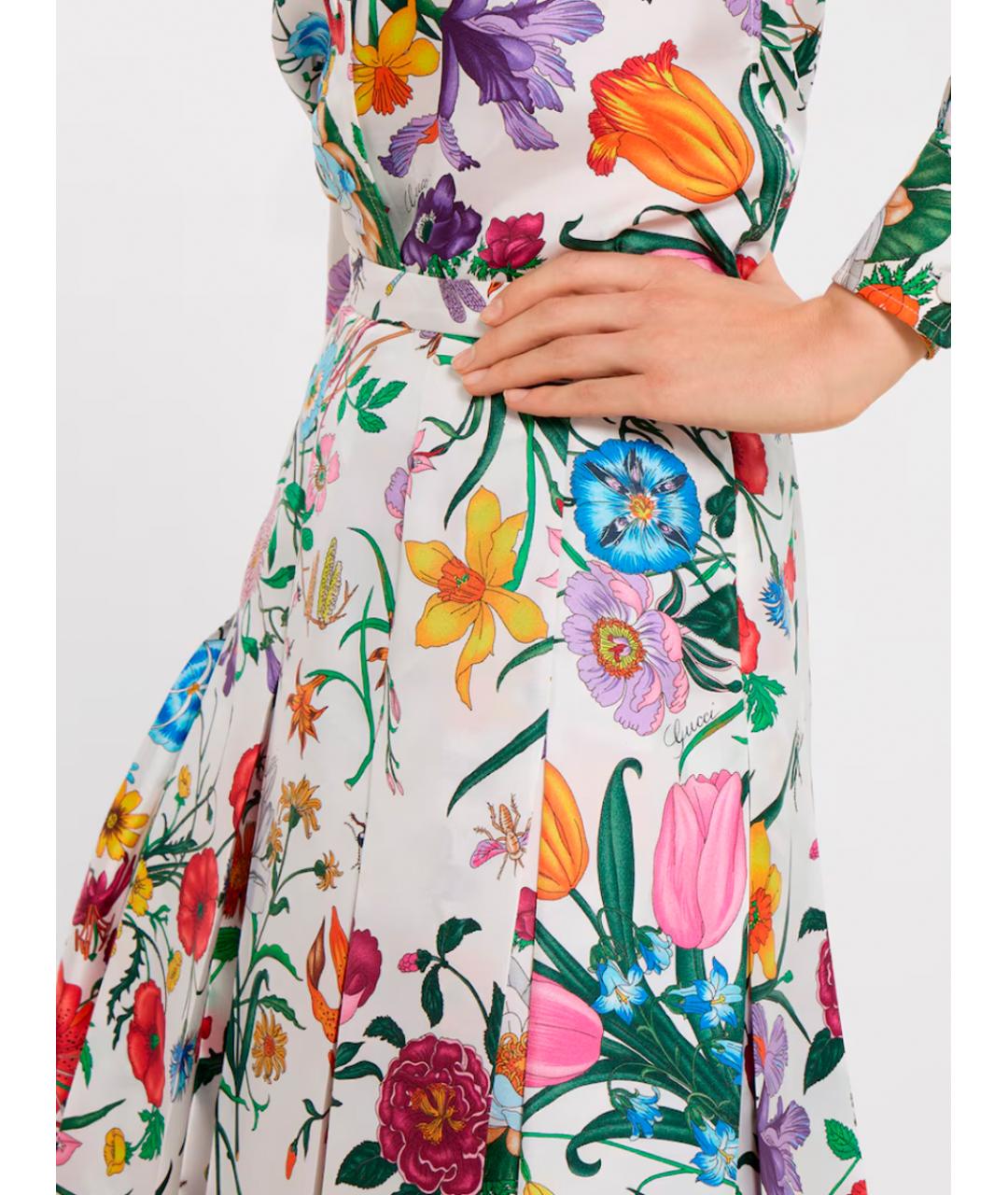 GUCCI Мульти шелковая юбка миди, фото 2