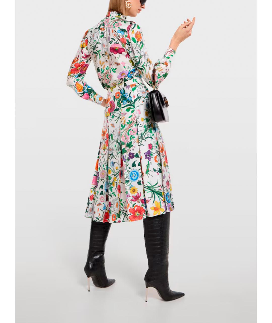 GUCCI Мульти шелковая юбка миди, фото 4