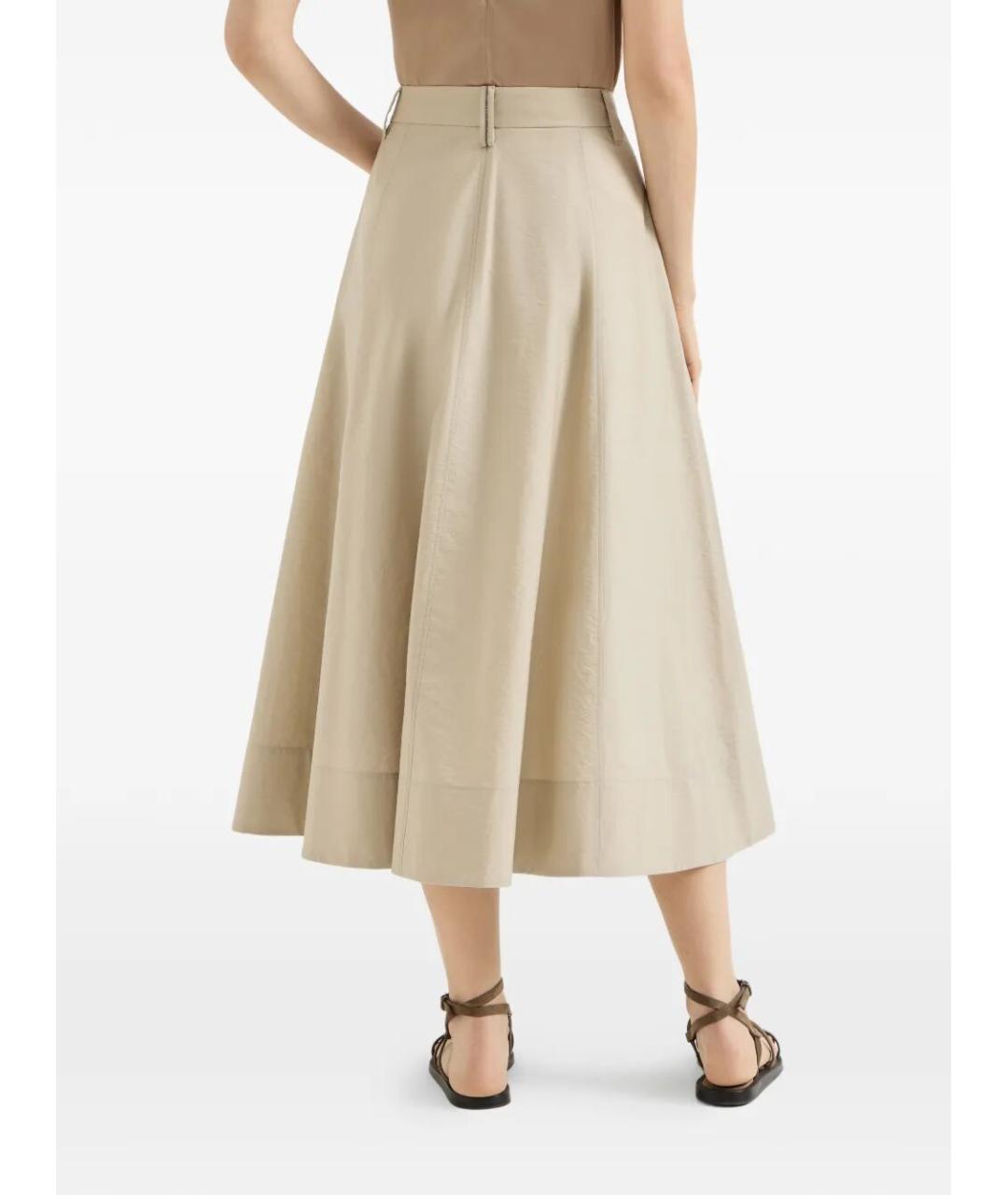 BRUNELLO CUCINELLI Бежевая хлопковая юбка миди, фото 4