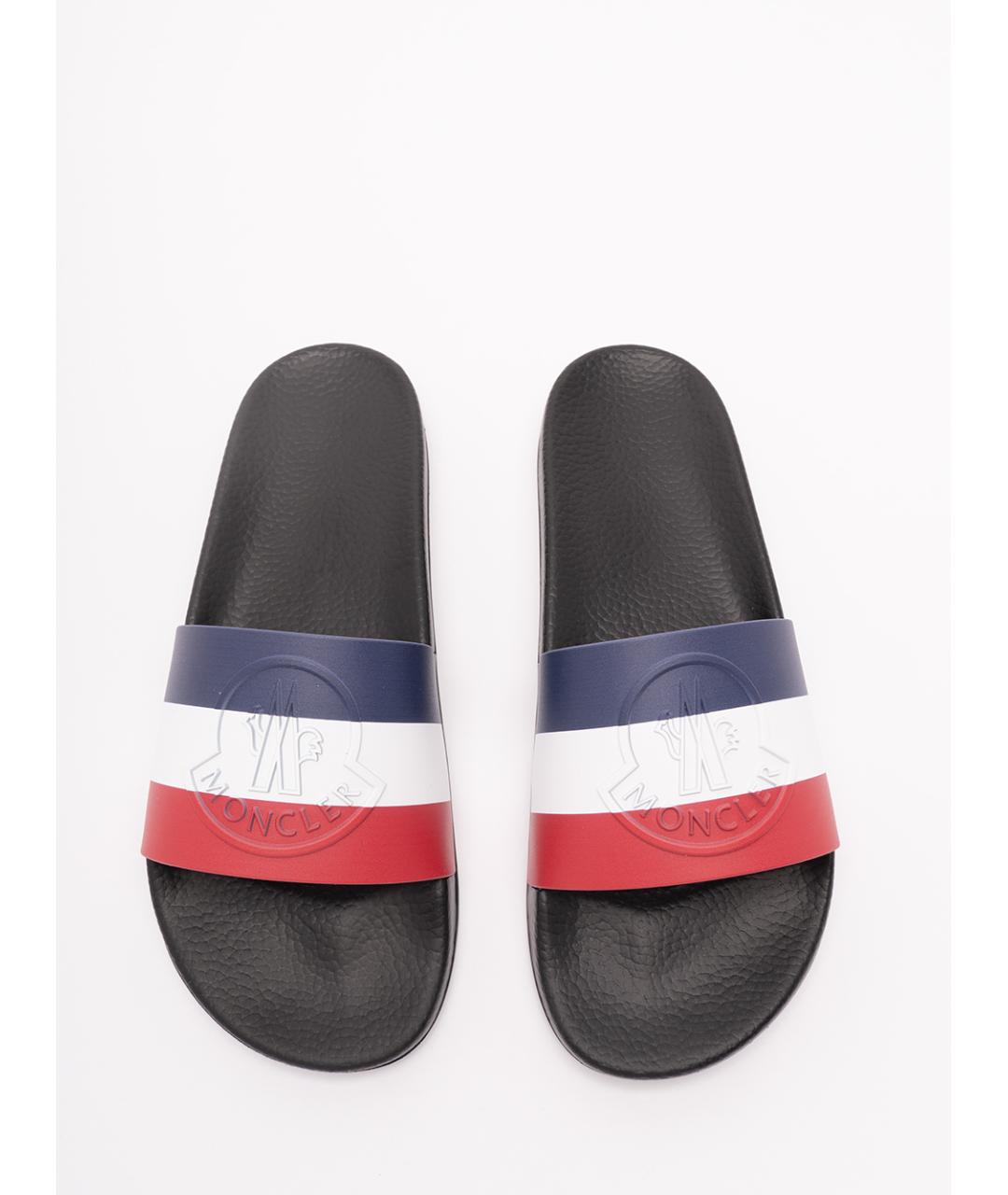 MONCLER Черные резиновые шлепанцы, фото 5