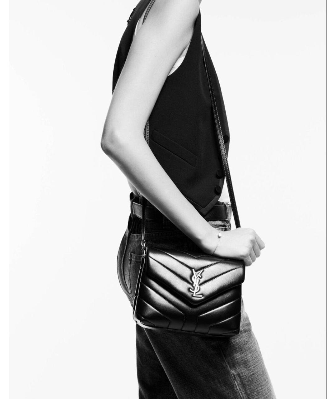SAINT LAURENT Черная кожаная сумка через плечо, фото 3