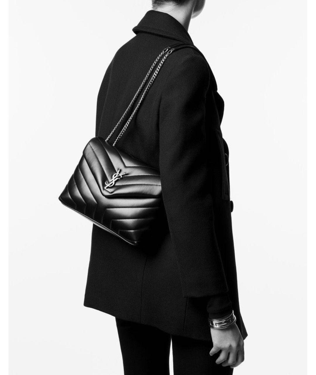 SAINT LAURENT Черная кожаная сумка через плечо, фото 2