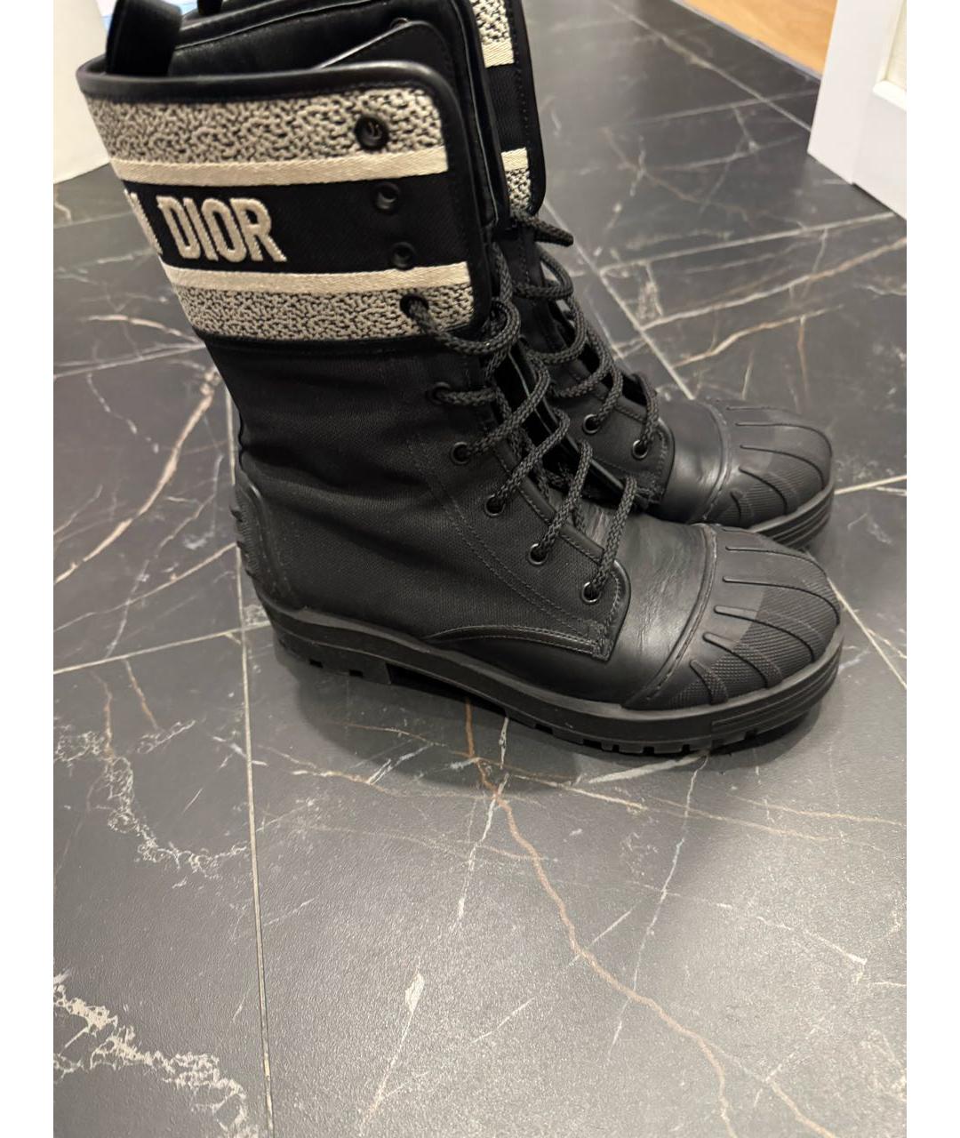 CHRISTIAN DIOR Черные кожаные ботинки, фото 2