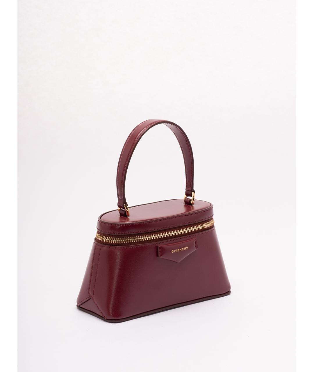GIVENCHY Бордовая кожаная сумка с короткими ручками, фото 3