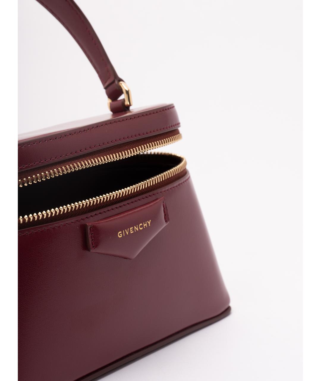 GIVENCHY Бордовая кожаная сумка с короткими ручками, фото 5