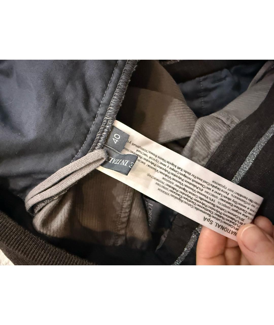 LORENA ANTONIAZZI Серые хлопко-эластановые брюки широкие, фото 5