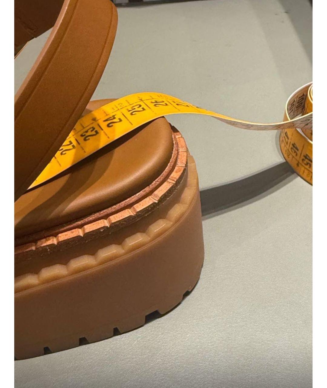 PRADA Коричневые кожаные сандалии, фото 4