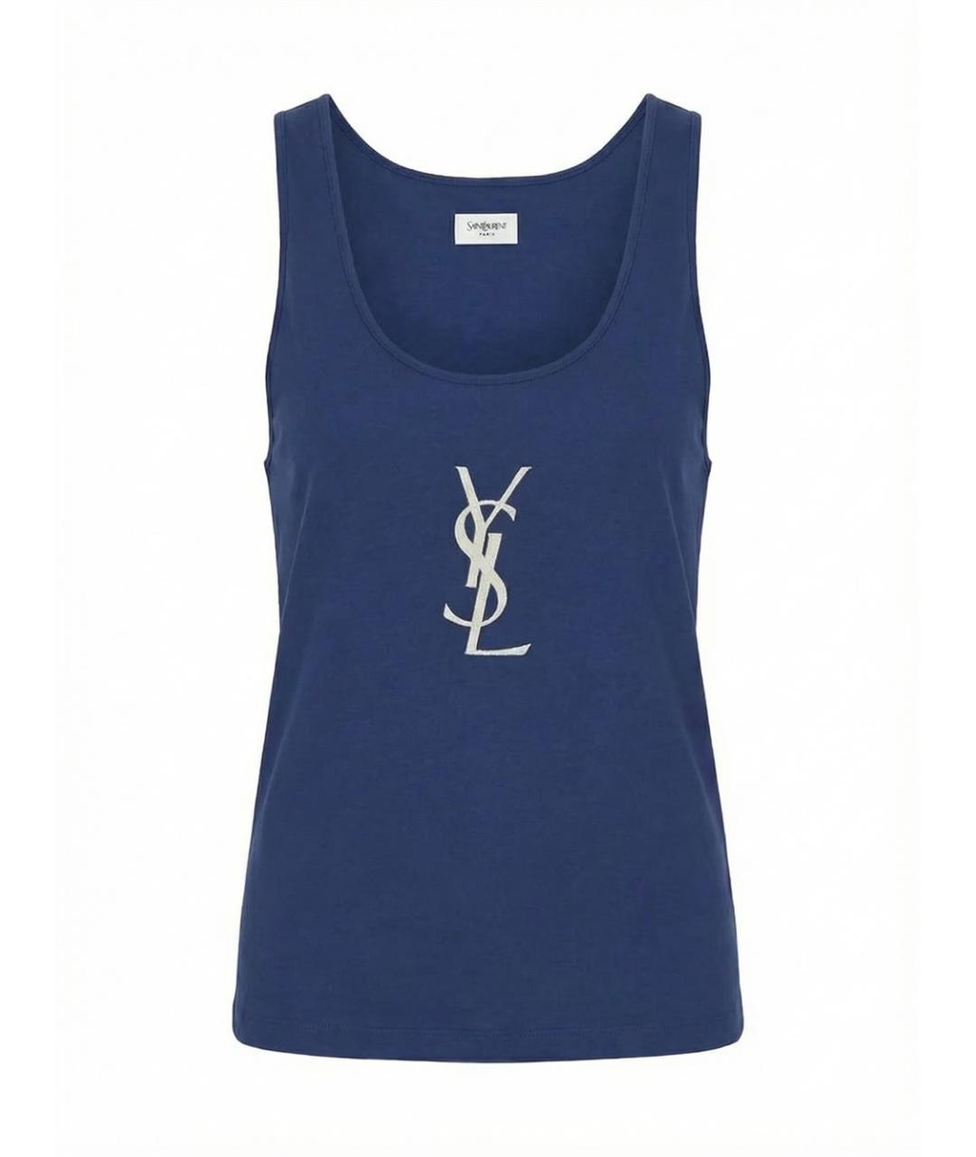SAINT LAURENT Синяя хлопковая майка, фото 1