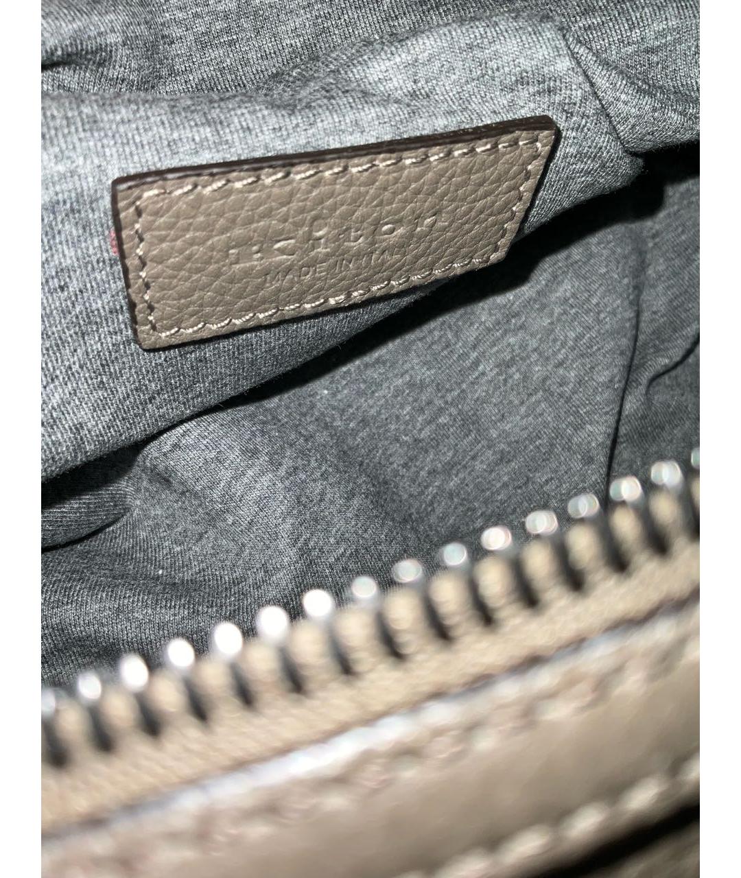 KITON Бежевая кожаная барсетка, фото 4