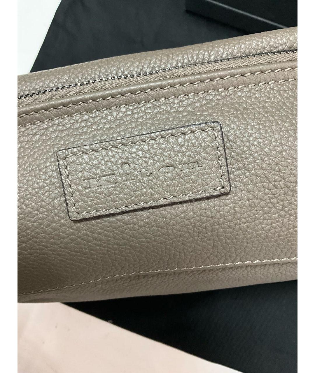 KITON Бежевая кожаная барсетка, фото 3