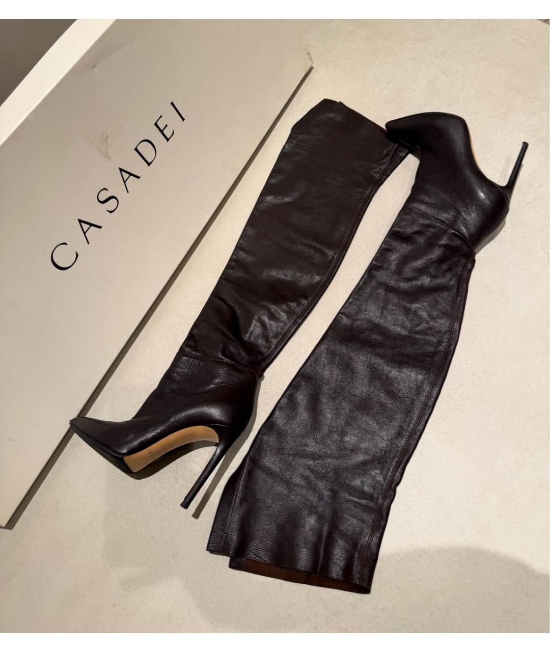 CASADEI Коричневые кожаные ботфорты, фото 9