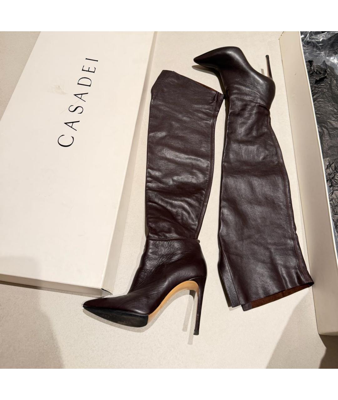 CASADEI Коричневые кожаные ботфорты, фото 3