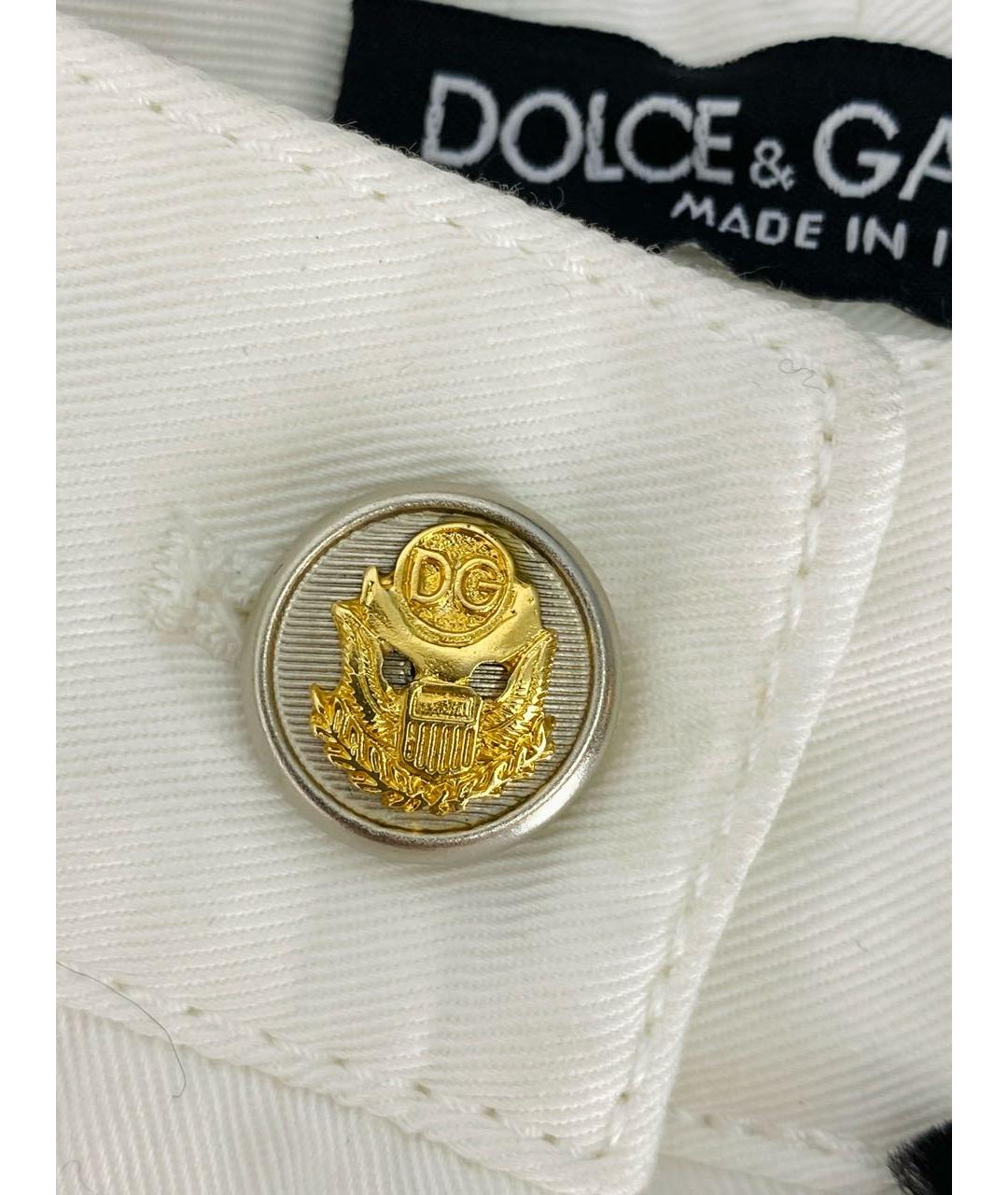 DOLCE&GABBANA Белые хлопковые прямые брюки, фото 4