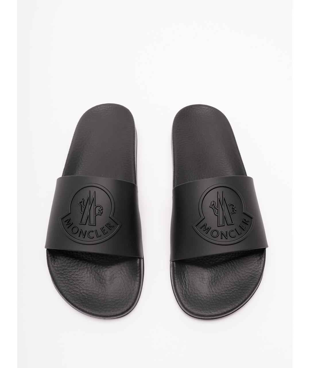 MONCLER Черные синтетические шлепанцы, фото 5