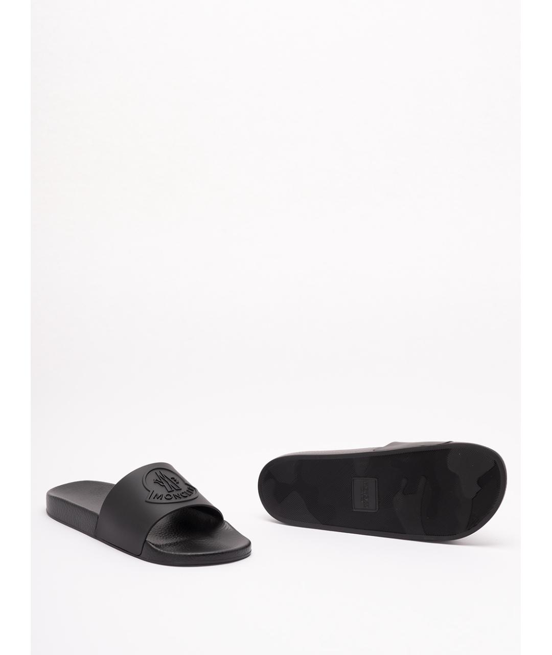 MONCLER Черные синтетические шлепанцы, фото 4