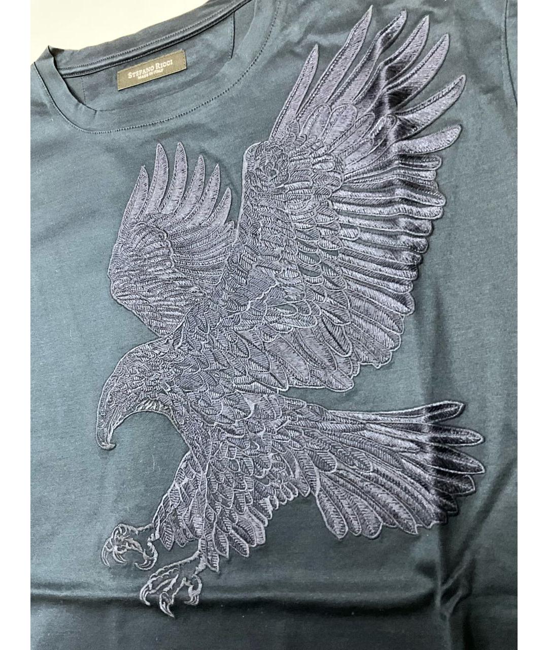 STEFANO RICCI Темно-синяя хлопковая футболка, фото 2