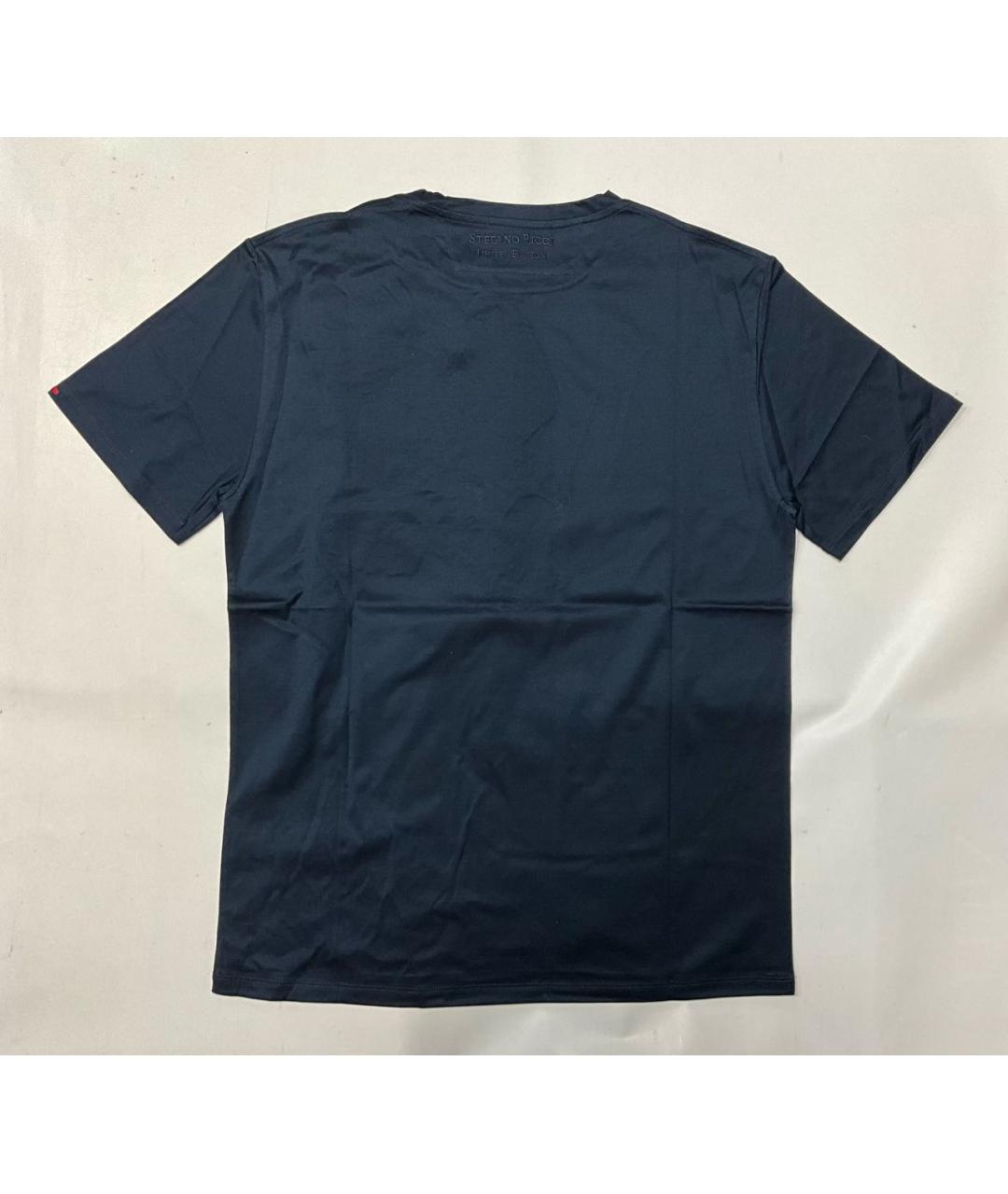STEFANO RICCI Темно-синяя хлопковая футболка, фото 6