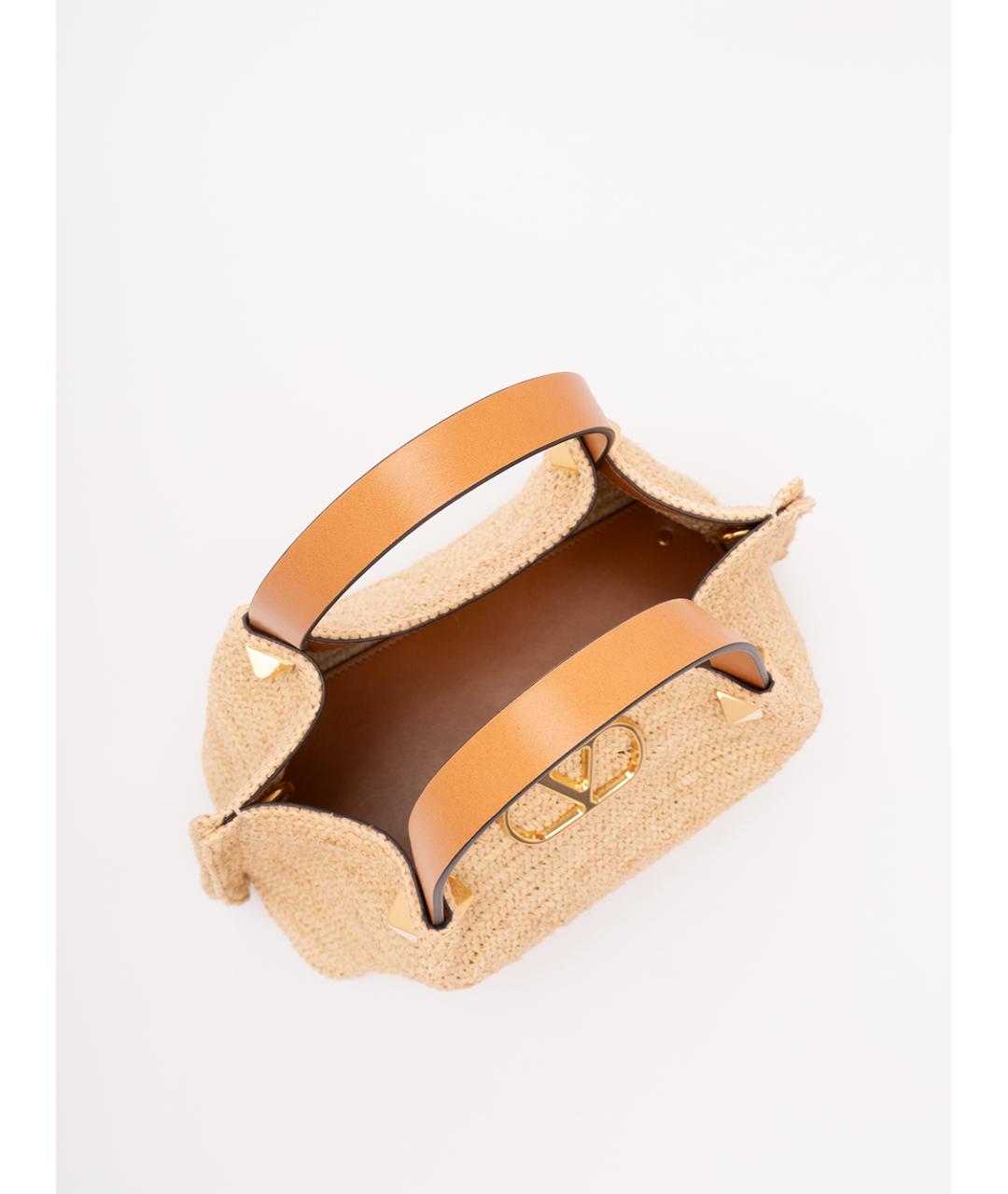 VALENTINO Бежевая пелетеная сумка тоут, фото 5