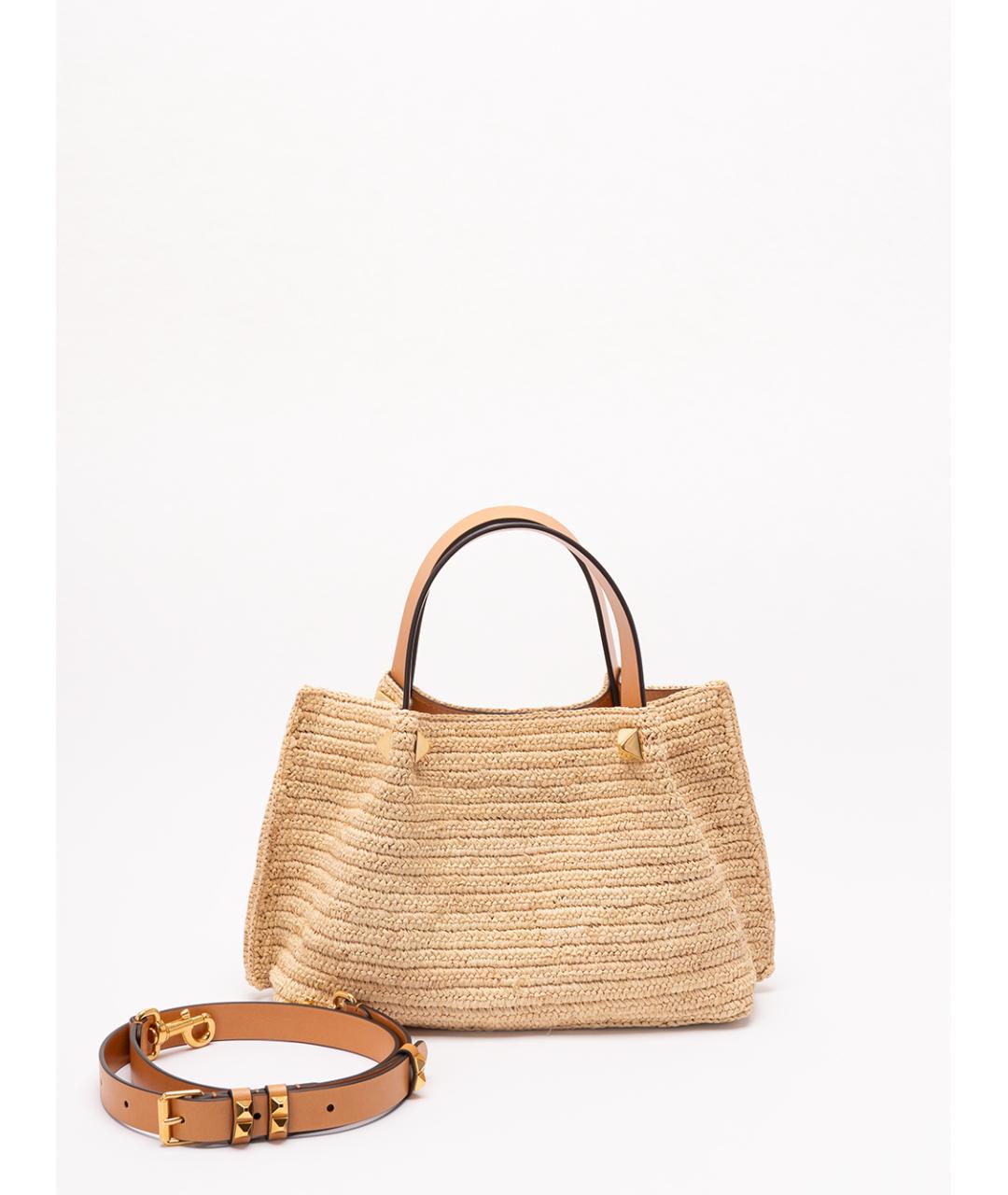 VALENTINO Бежевая пелетеная сумка тоут, фото 2