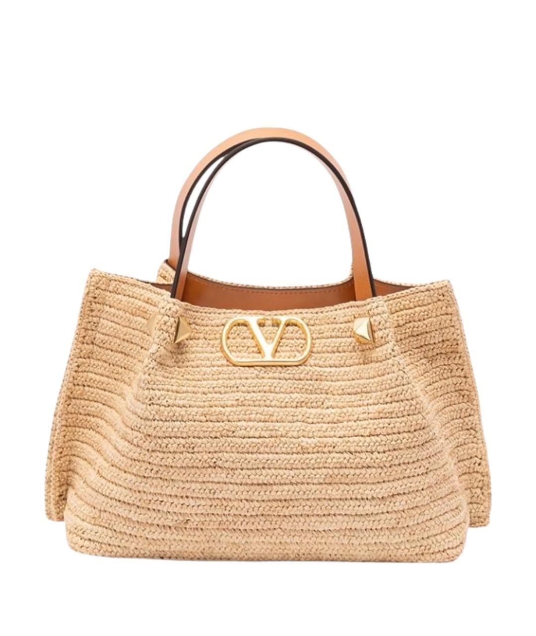 VALENTINO Бежевая пелетеная сумка тоут, фото 1
