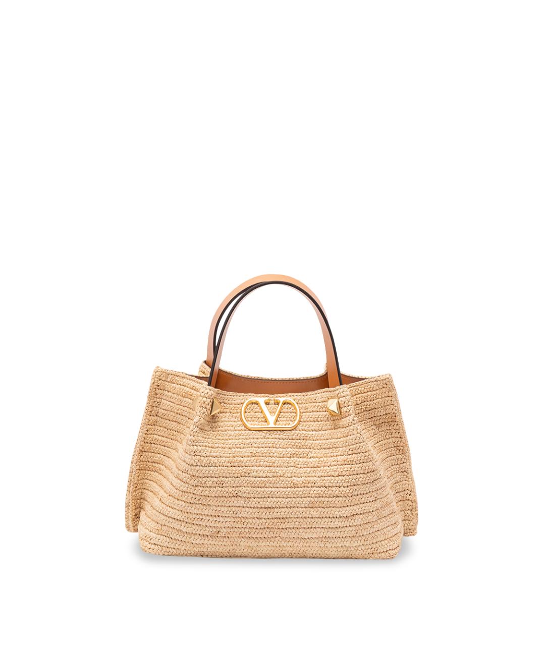 VALENTINO Бежевая пелетеная сумка тоут, фото 6