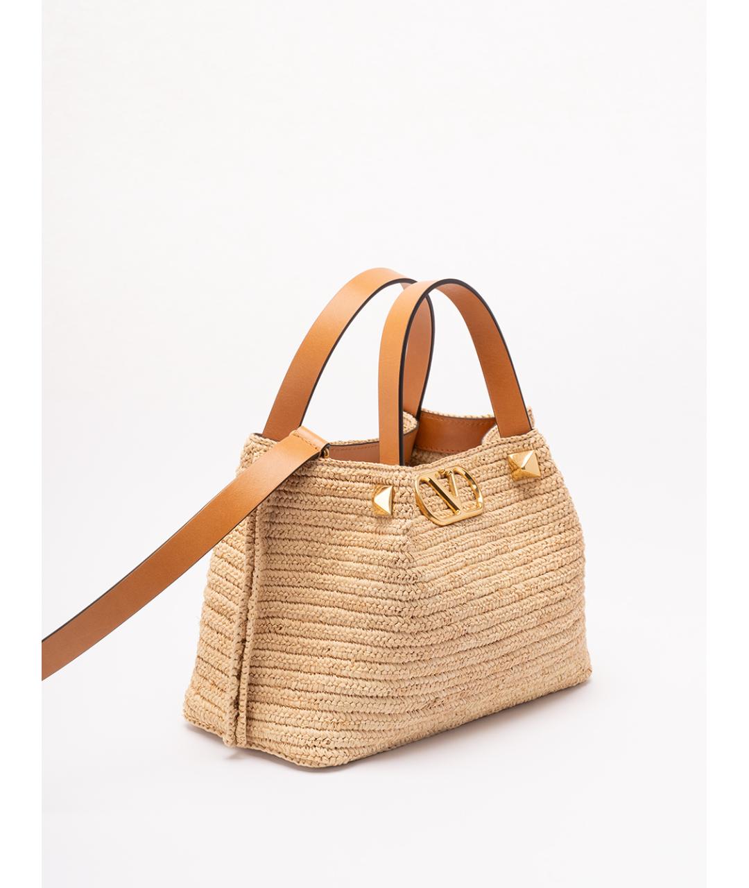 VALENTINO Бежевая пелетеная сумка тоут, фото 3