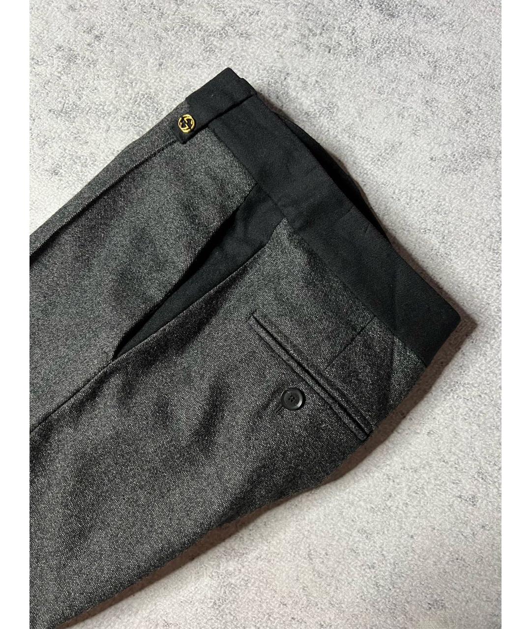 GUCCI Серые шерстяные брюки узкие, фото 4