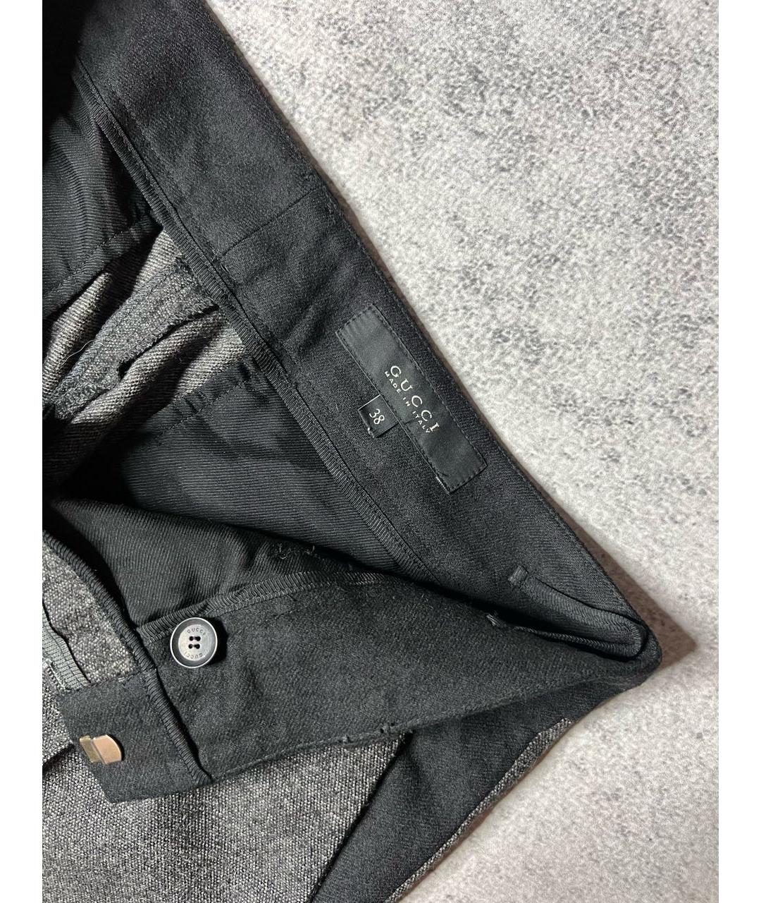 GUCCI Серые шерстяные брюки узкие, фото 6