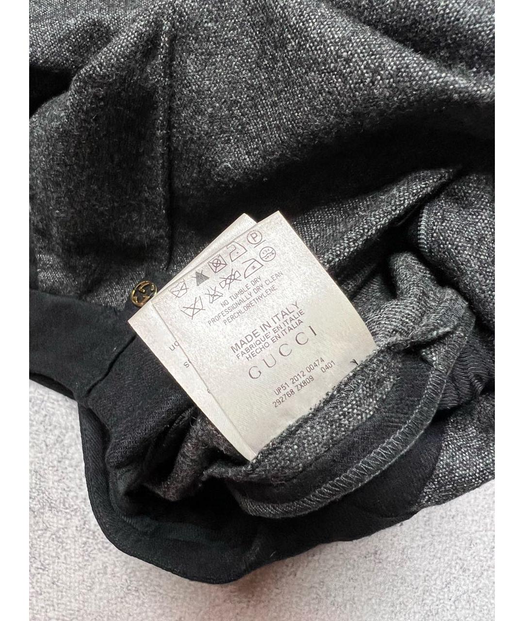 GUCCI Серые шерстяные брюки узкие, фото 7