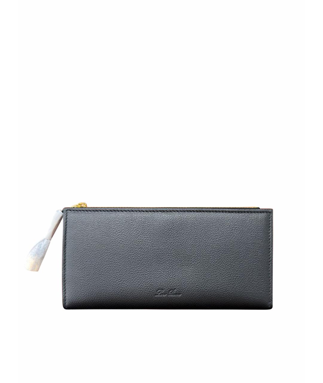 LORO PIANA Черный кожаный кошелек, фото 1