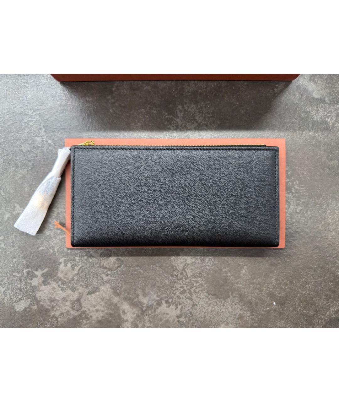 LORO PIANA Черный кожаный кошелек, фото 8