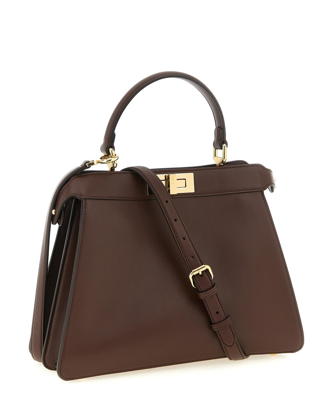 FENDI Коричневая кожаная сумка тоут, фото 1