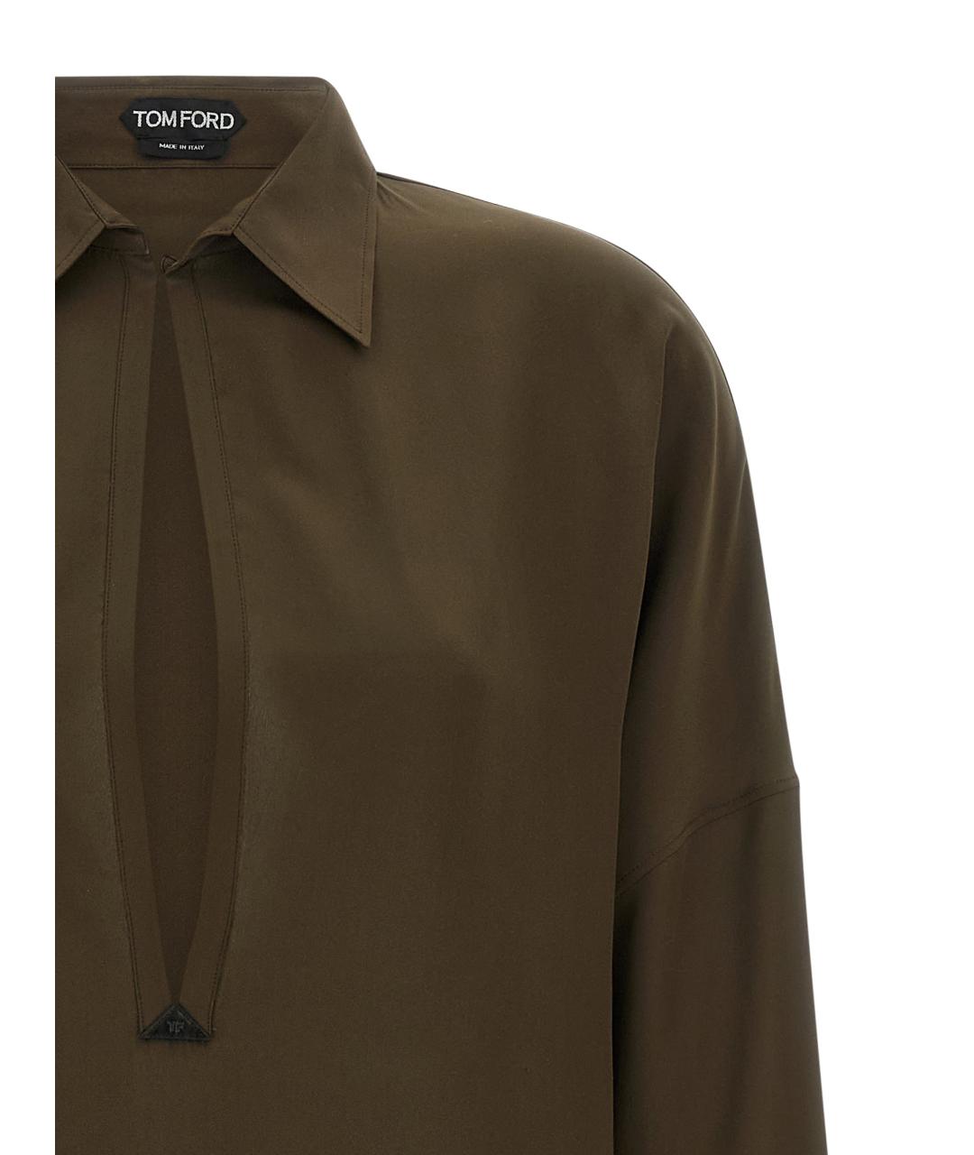 TOM FORD Зеленые шелковое повседневное платье, фото 3