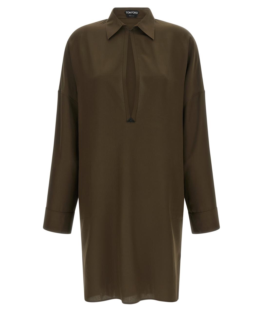 TOM FORD Зеленые шелковое повседневное платье, фото 1
