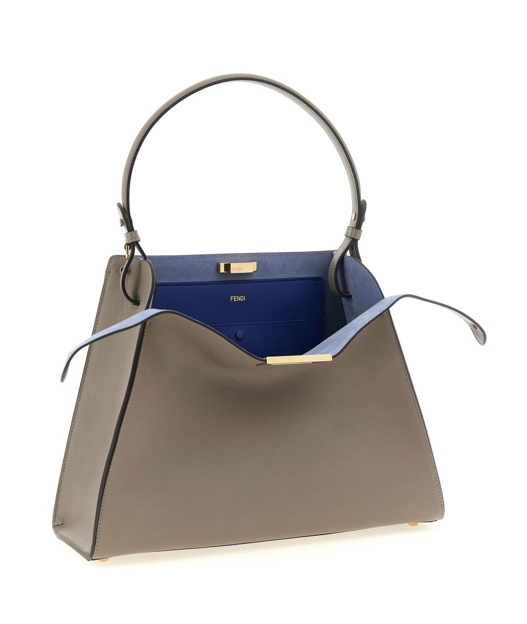 FENDI Бежевая кожаная сумка тоут, фото 3