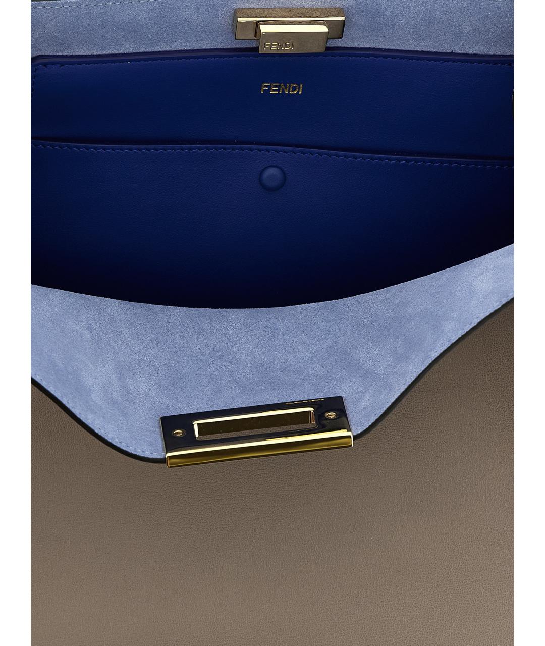 FENDI Бежевая кожаная сумка тоут, фото 4