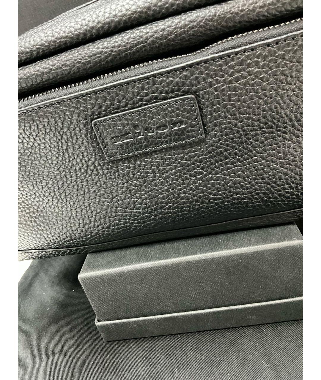 KITON Черная кожаная барсетка, фото 2