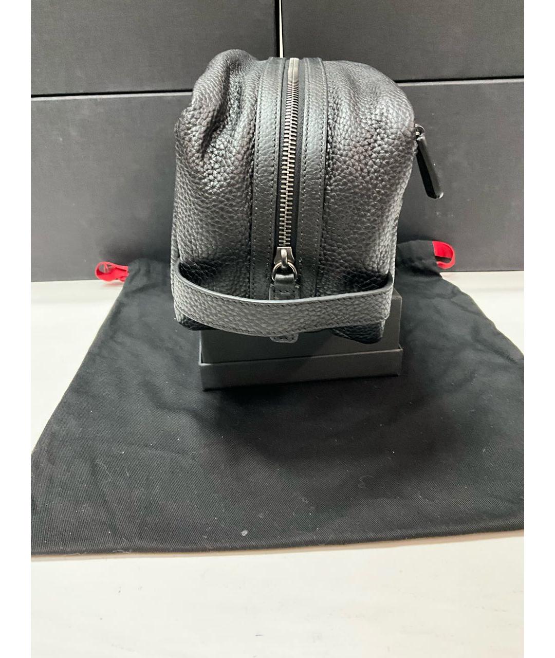 KITON Черная кожаная барсетка, фото 3