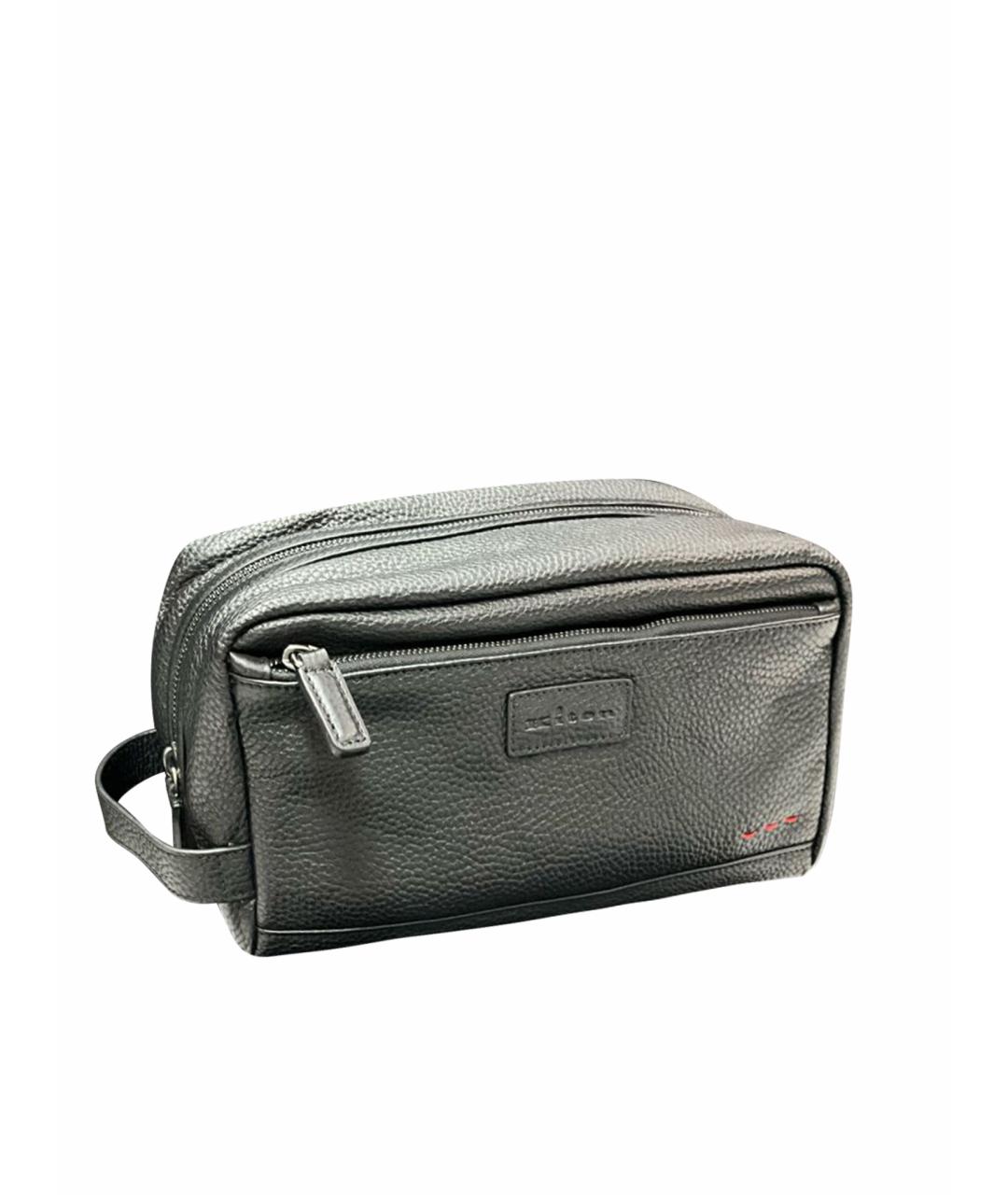 KITON Черная кожаная барсетка, фото 1