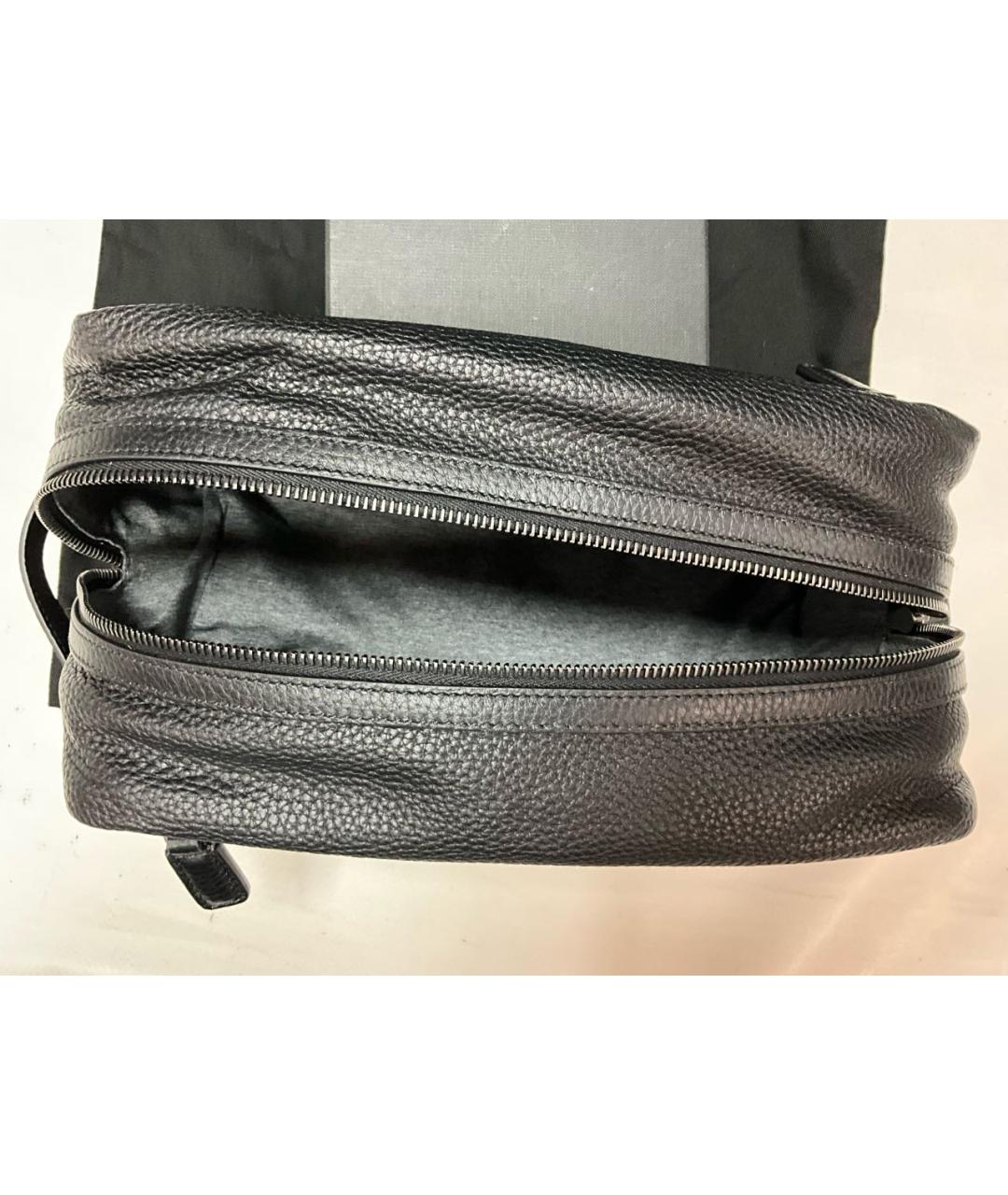 KITON Черная кожаная барсетка, фото 4