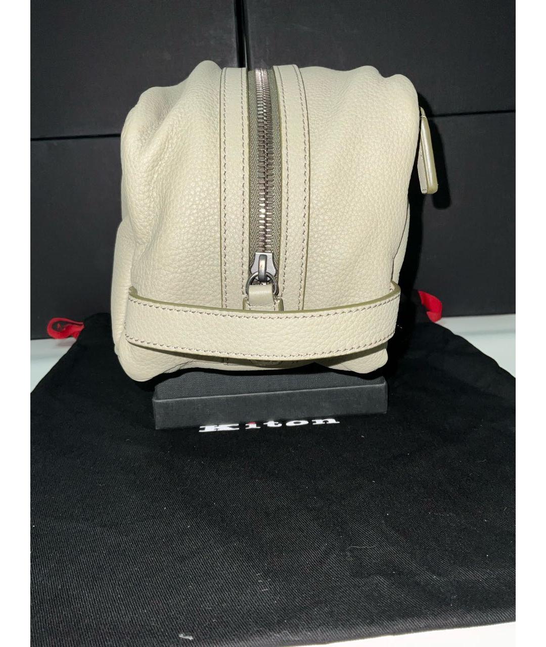 KITON Бежевая кожаная барсетка, фото 2