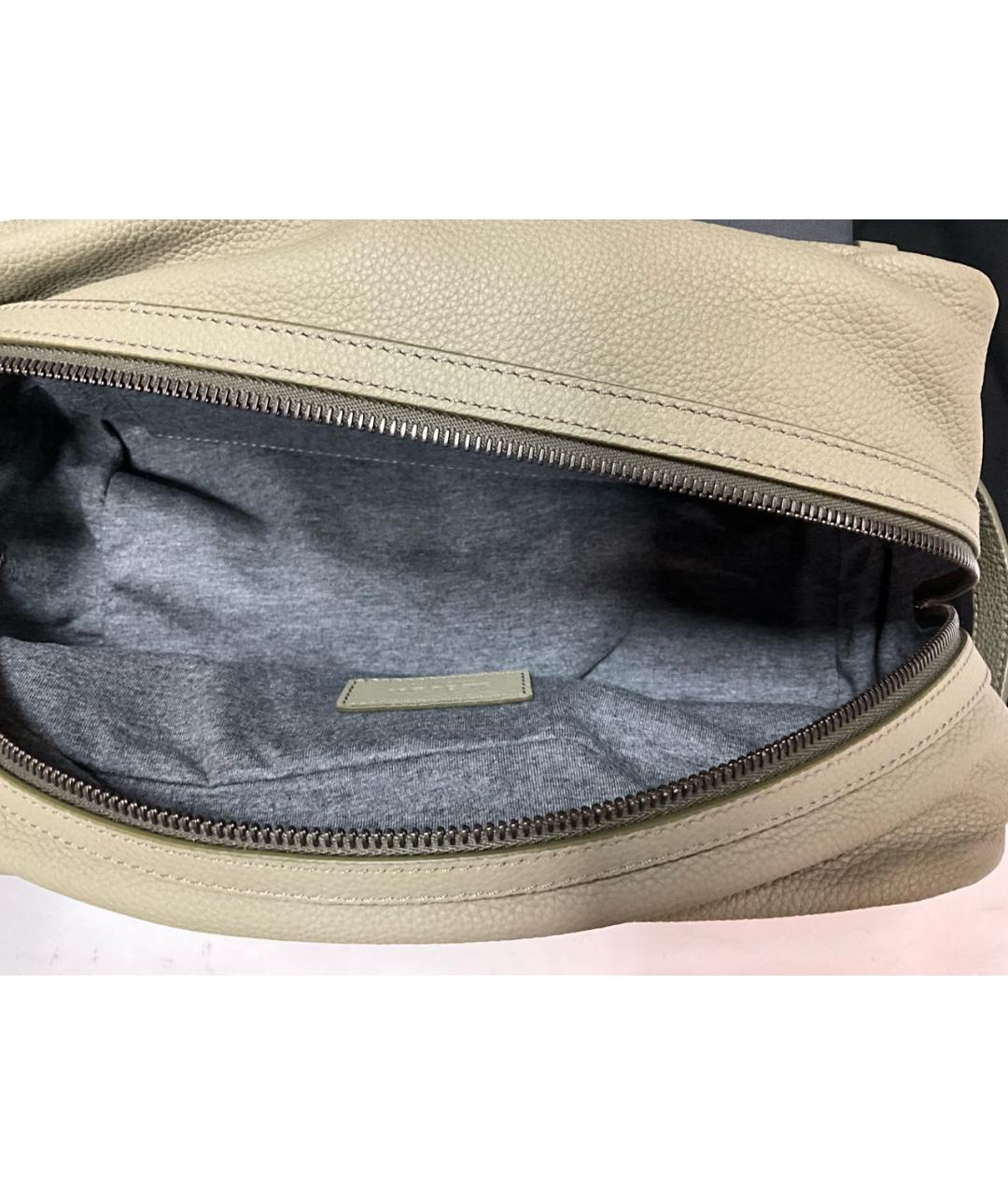 KITON Бежевая кожаная барсетка, фото 5