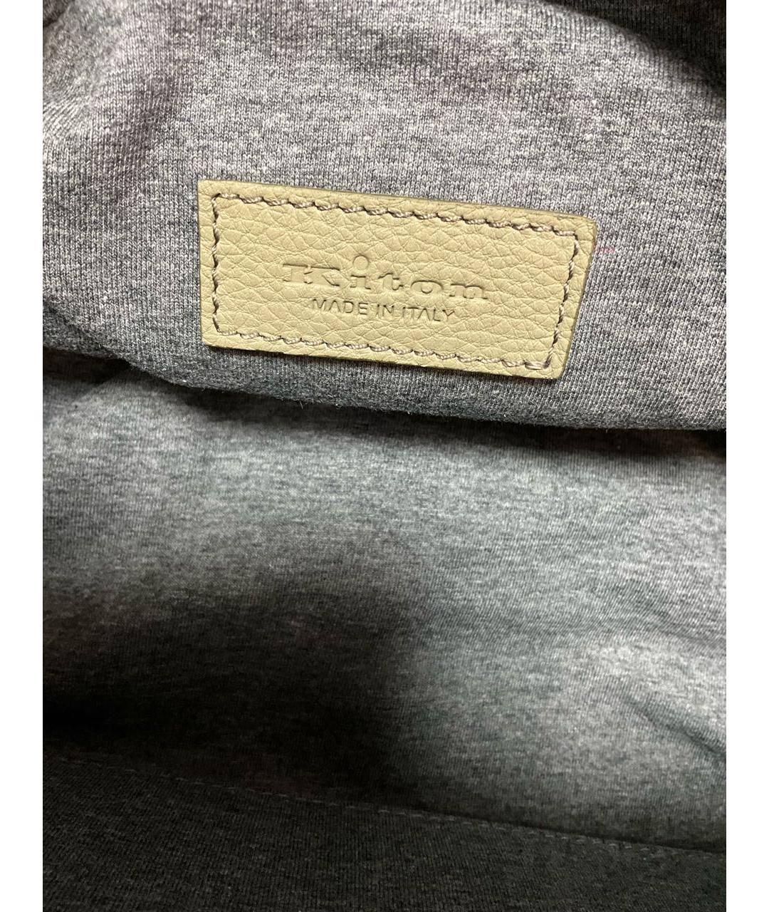 KITON Бежевая кожаная барсетка, фото 4