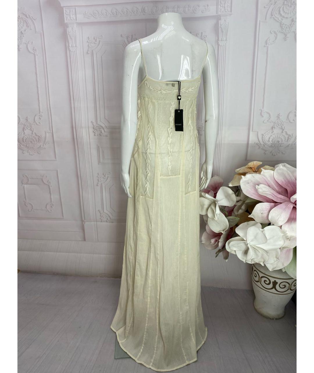 TWIN-SET Бежевое хлопковое коктейльное платье, фото 2