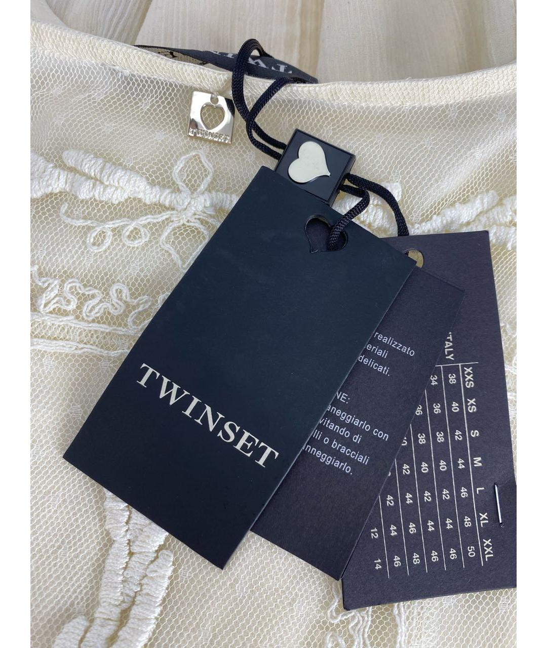 TWIN-SET Бежевое хлопковое коктейльное платье, фото 7