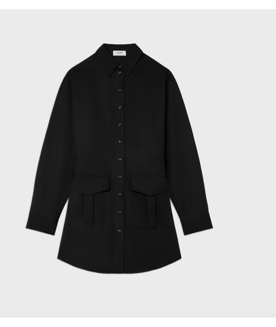 CELINE Черное шерстяное повседневное платье, фото 4