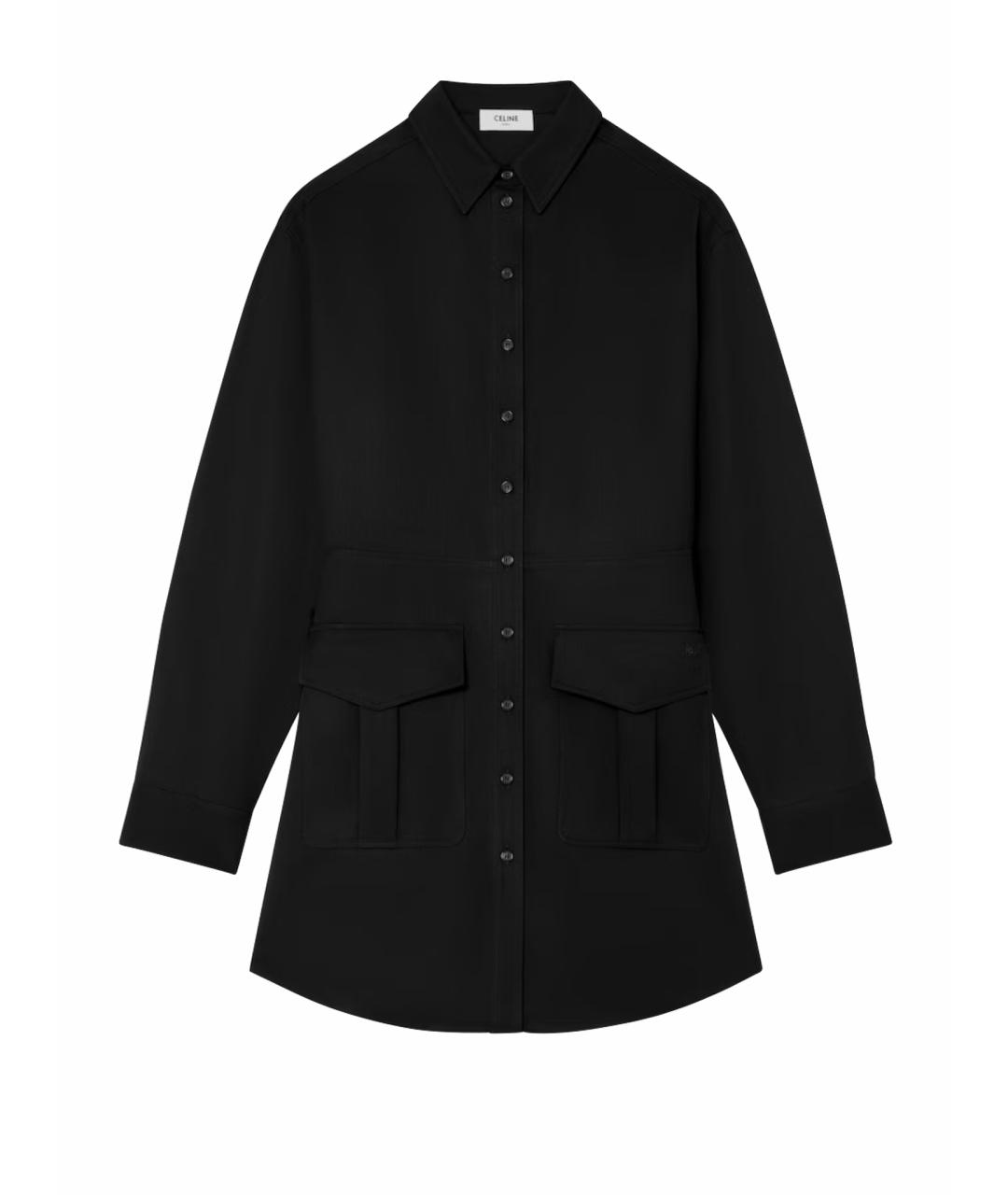 CELINE Черное шерстяное повседневное платье, фото 1