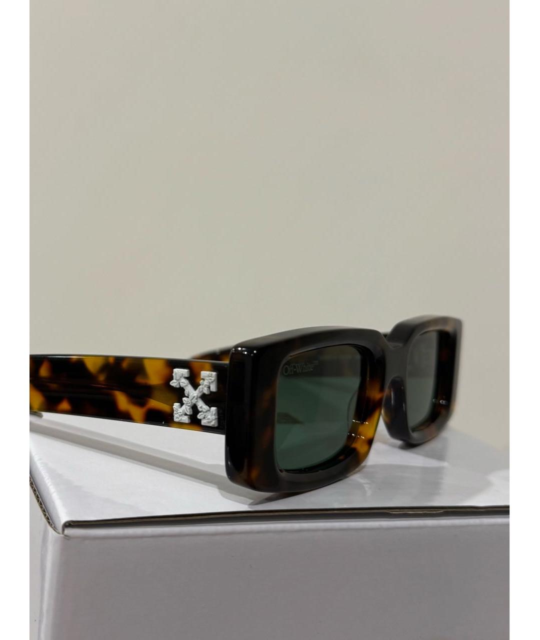 OFF-WHITE Коричневые пластиковые солнцезащитные очки, фото 4