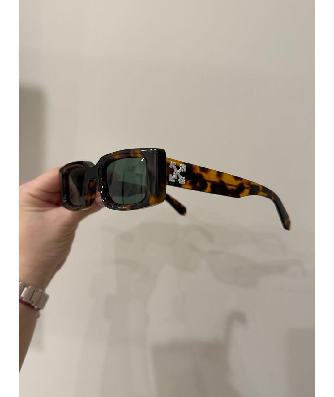 OFF-WHITE Коричневые пластиковые солнцезащитные очки, фото 8